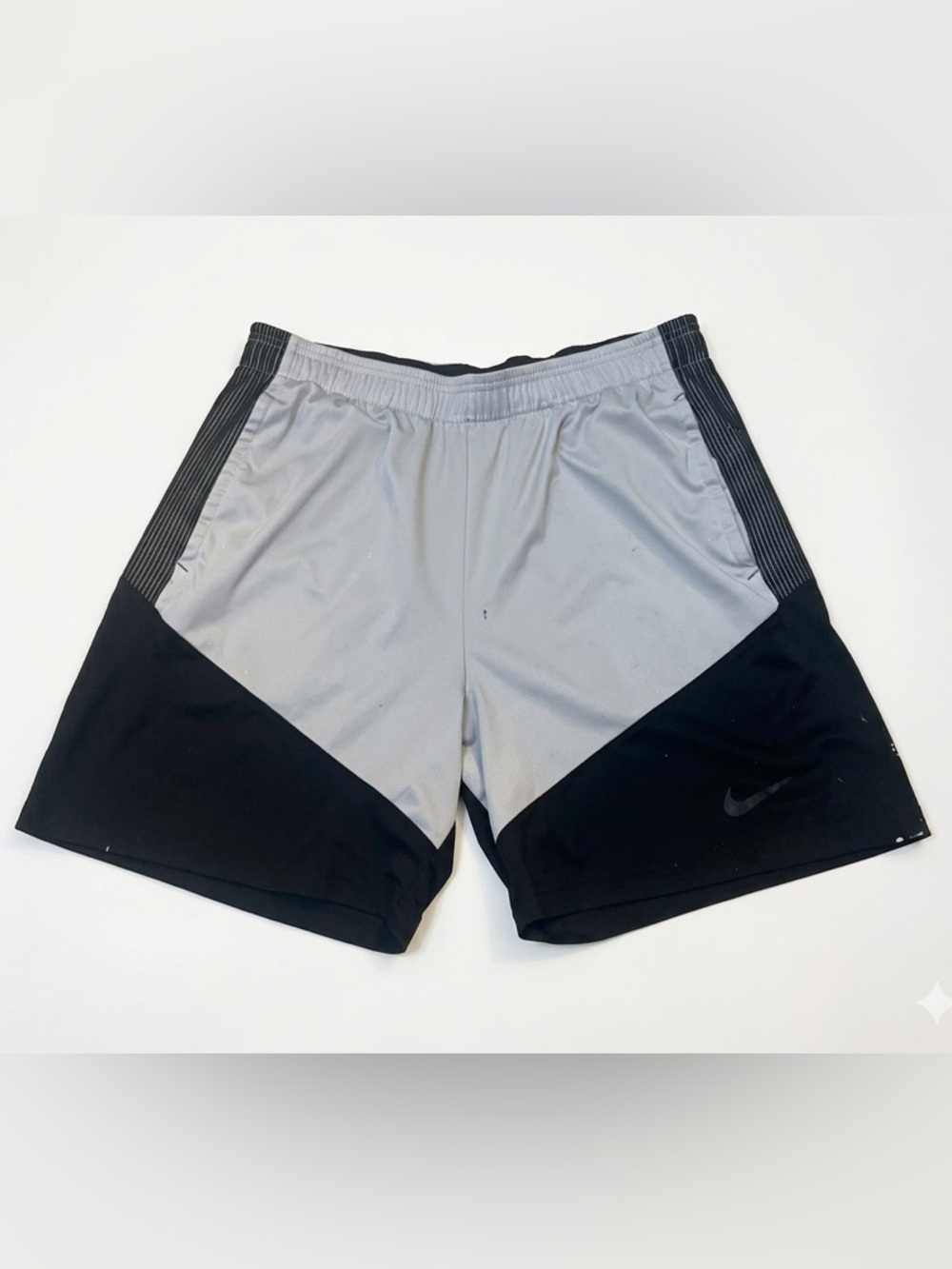 Nike Men’s Light Gray and Black Athletic Shorts